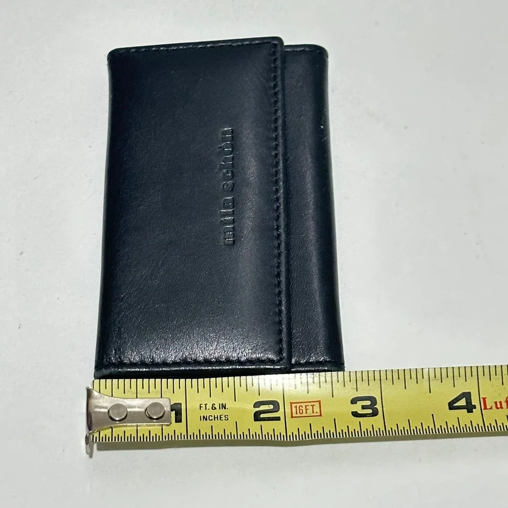 Mila Schon Black Leather Key Holder Case Wallet
